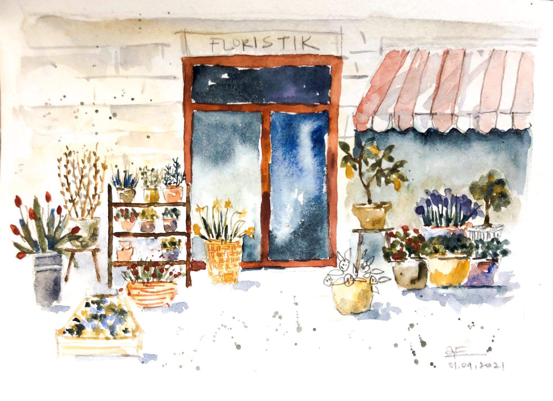 Illustration of a flower shop